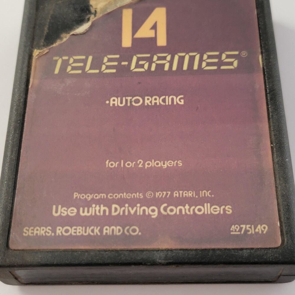 Vintage Auto Racing Sears Tele-Games Atari 2600 Game Cartridge Only 1977 NTSC